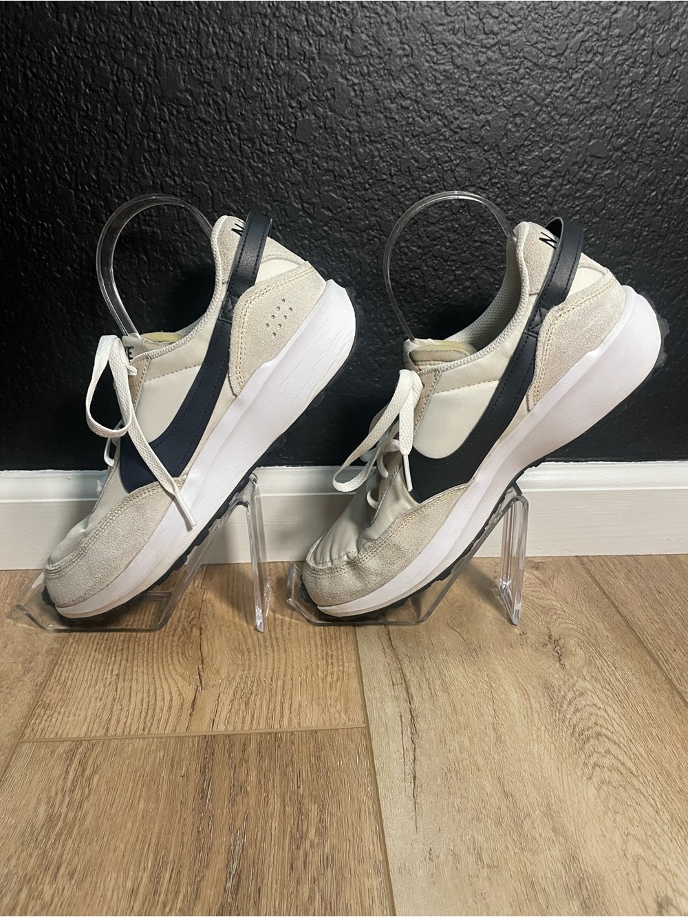 Nike Women's Cream and Navy Low-Top Athletic Sneakers